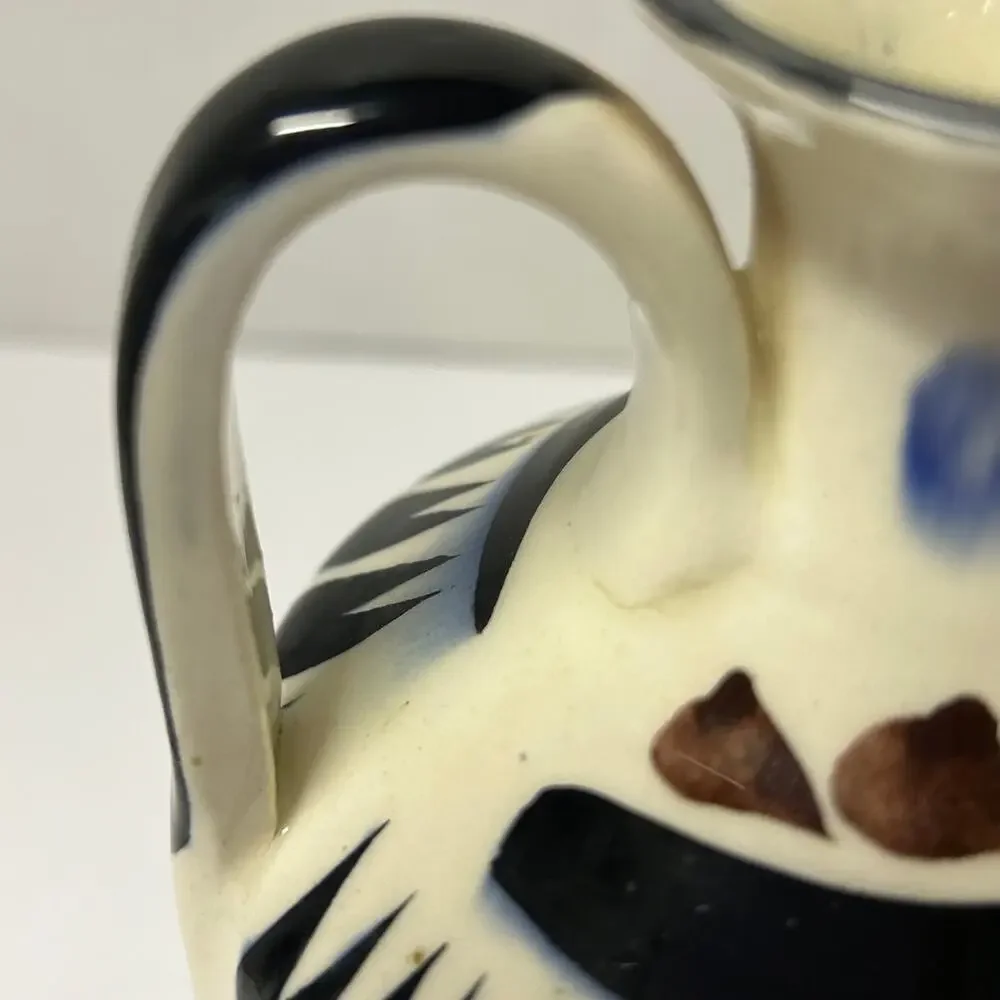 Vintage Signed‎ Tonala Mexican Pottery Hand painted Ceramic Jug